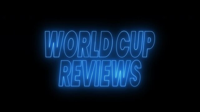 World cup reviews text animation. 4k animated typography Perfect for sports themed videos and social media posts related to soccer championships.