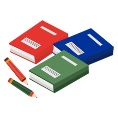 pile of colorful books and pencils