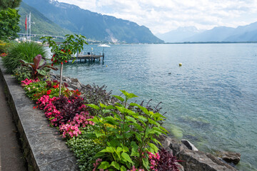 Panorama of town of Montreux, Switzerland