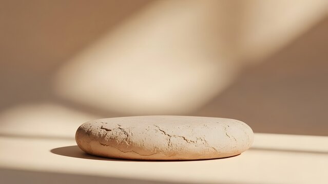 Natural stone podium product display with sunlight and shadow