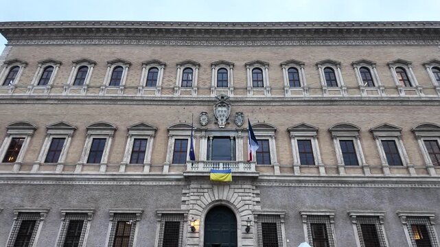 Renaissance Facade Of Palazzo Farnese In Rome Italy