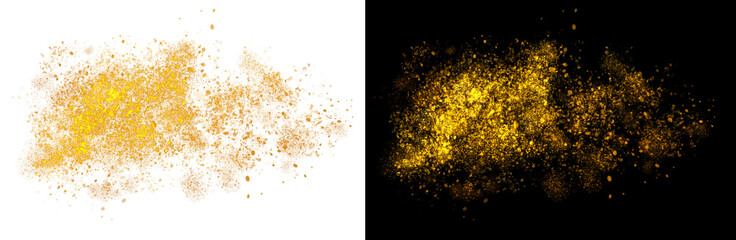 Fototapeta premium Golden glitter burst of particles isolated on transparent background for artistic and creative festive design