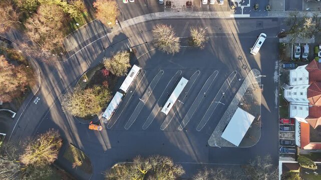 Aerial View of Wangen im Allg&auml;u Bus Station with Platforms and Buses