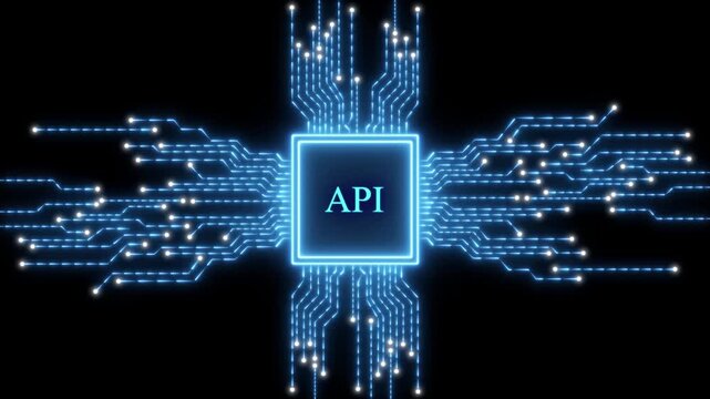 Blue API Chip Circuit Board Abstract application programming interface