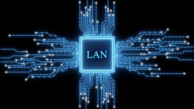 Blue LAN Chip Circuit Board Abstract local area network
