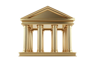 Obraz premium A gleaming golden classical facade featuring a prominent pediment supported by stately fluted columns suggesting monumental architecture or financial institution&nbsp;