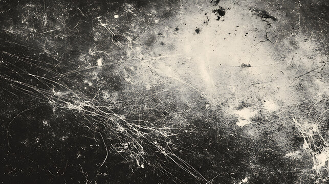 Black and White Textured Surface with Scratches and Stains