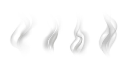 Realistic steam or smoke on hot tea, coffee, food. PNG Stock royalty free. 