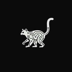 Fototapeta premium White cat abstract line art illustration.