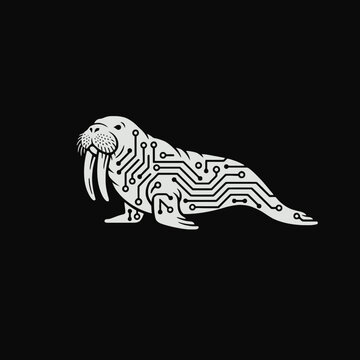Walrus with Circuit Board Design on Body.