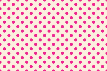 Deep Pink colour polka dots pattern over Antique White colour useful as a background. © Pisan