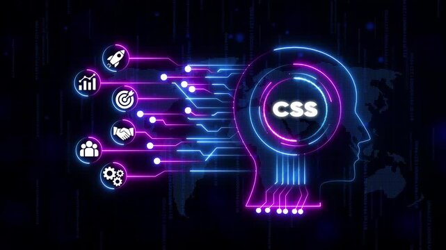 Cascading Style Sheets C S Web Development Code Programming Concept with Neon Lights and coding software