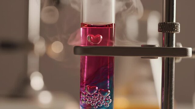 Colorful Chemistry Experiment with Heart Shaped Bubbles