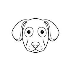 A simple and cute line drawing of a cartoon dog with big expressive eyes