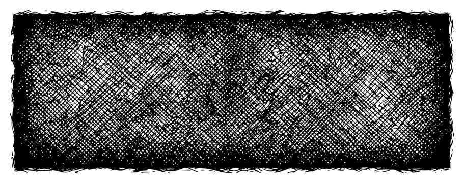 Dense dark cross hatch texture frame in detailed hand drawn etching style