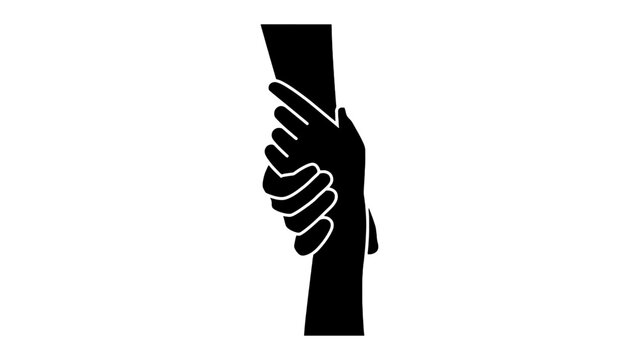 Strong partnership and teamwork symbol showing a hand grabbing a wrist for support.