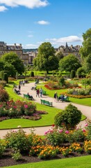 Scenic view of Princes Street Gardens in Edinburgh, Scotland.