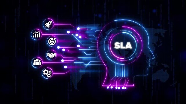 Service Level Agreement S L A Technology Concept with Head Silhouette and Representing Business Goals and Partnerships
