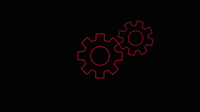 Red gear interlocking cogs mechanism technology symbol gear cog cogwheel interlocking gears.