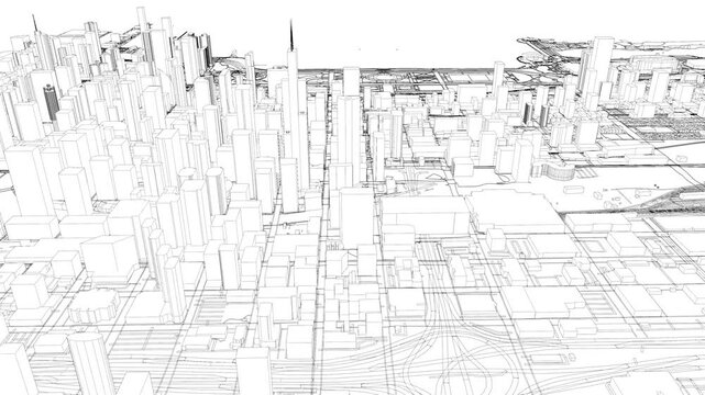 3D looped animation of city - Chicago, USA
