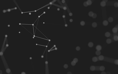 Fototapeta premium Abstract background. Molecules technology with polygonal shapes, connecting dots and lines. Connection structure. Big data visualization.