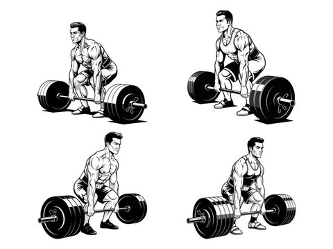 Male deadlifting athlete Vector