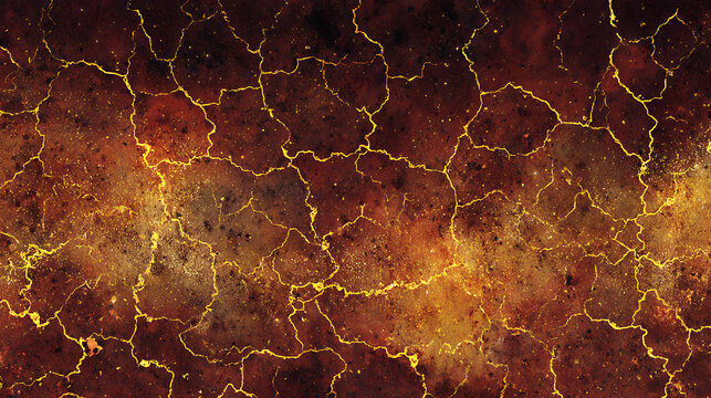 Fiery Cracked Earth Texture With Golden Veins abstract