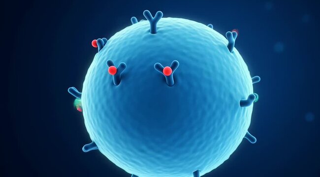 Antigen-Presenting Cell with Y-Shaped Surface Receptors - 3D Microscopic Immune Recognition Illustration