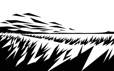 Obraz premium Abstract black and white polygonal landscape with sharp geometric shapes