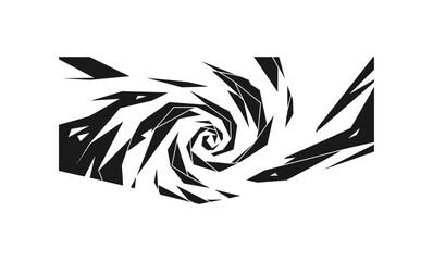Obraz premium Abstract geometric spiral with angular shapes in black and white design