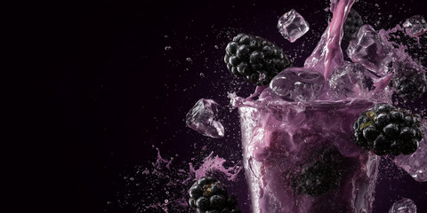 Icy berry infusion concept with blueberries trapped in ice, ideal for cocktail menus and beverage branding © Anastasiya