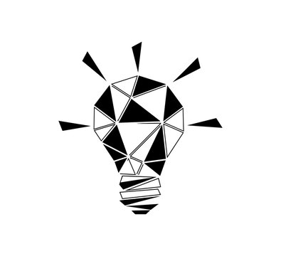 Geometric light bulb design with abstract polygonal pattern and rays