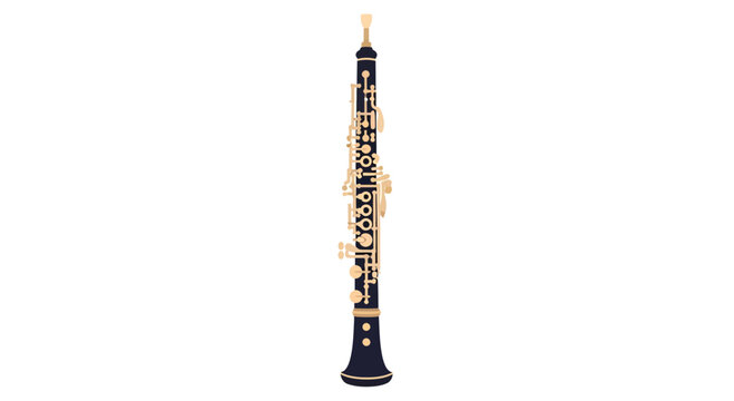 Oboe illustration, vector style graphic, musical instrument, woodwind, design, music, isolated, art