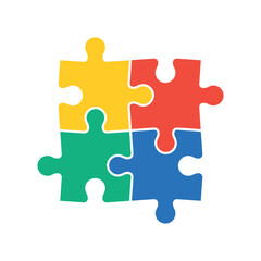 Obraz premium four pieces jigsaw puzzle, autism awareness symbol, colorful vector design element