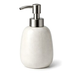 Ceramic liquid soap dispenser pump for convenient handwashing isolated on a pure white