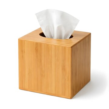 Bamboo tissue box cover for eco-friendly home decor isolated on a seamless white background
