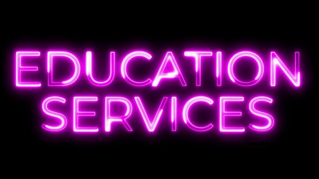 Education Services Neon Pink Sign on Black Background