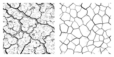 Set of dry cracked earth ground textures for urban soccer backgrounds and street art © Mago