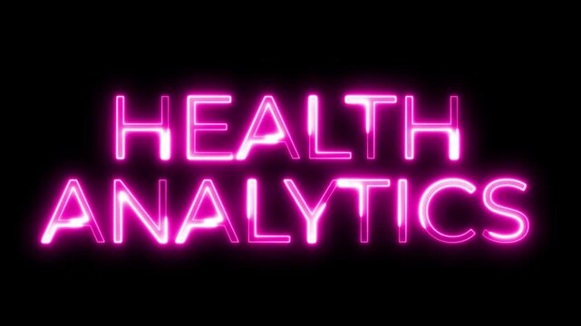 Health Analytics Neon Text Animation on Black Background