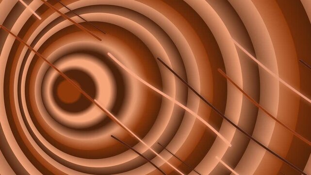 Abstract geometric background in shades of brown with concentric circles and lines creating a dynamic modern visual pattern