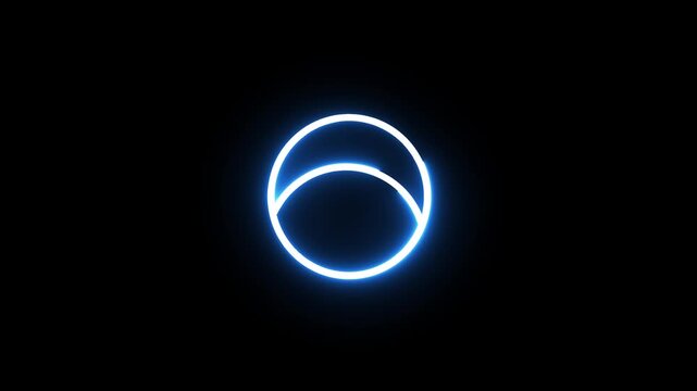 Neon pie chart animation. Glowing neon circle pie chart animation on black background.