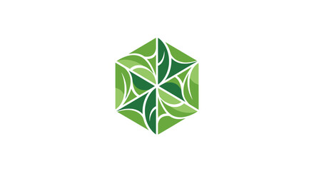 Green Hexagonal Leaf Pattern Logo Design.