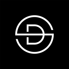 Letter SD or DS minimalist monogram logo design