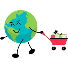 World Health Day Illustration. World health day cards set with heart and planet mascots. 70s retro cartoon chcracters and lettering. Linear hand drawn flat vector illustration. world health day. Steth