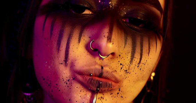 postapocaliptico, cara, mujer, beldad, modelaje, gente, ocular, negro, moda, close-up, persona, administrar, maquillaje, cabello, piel, moreno, triste, arte, aspecto, glamour, chico, antifaz, labio