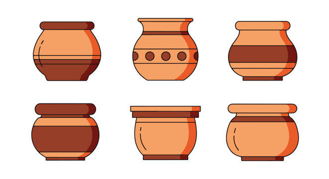 Clay Pot Line art abstract bold color illustration