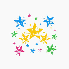 Obraz premium Colorful Vector Stars with Clover Shapes on White Background