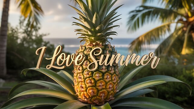 Pineapple I Love Summer Tropical Beach Holiday
