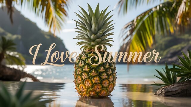 Pineapple I Love Summer beach background