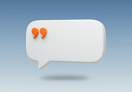 Speech bubble with quotation marks on blue gradient background for communication and quotes  symbol for dialogue and text